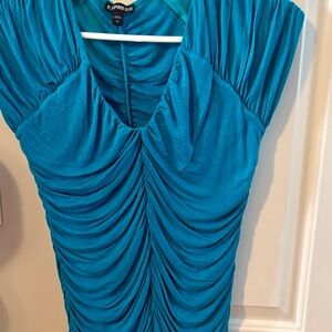 Express Vibrant Blue Gathered shirt